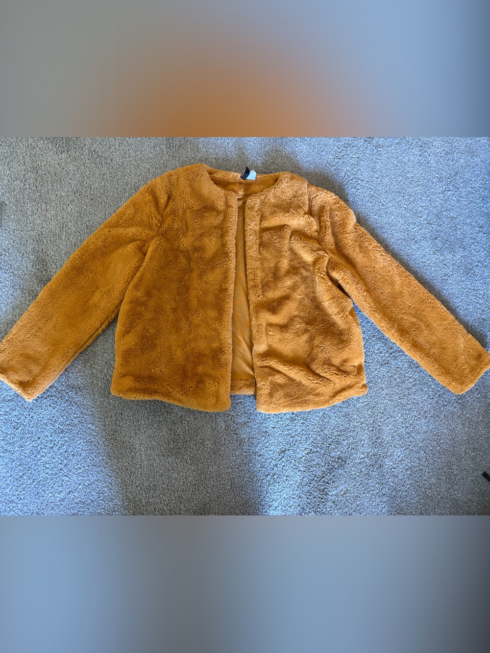 H&M Plush Teddy Jacket in Camel